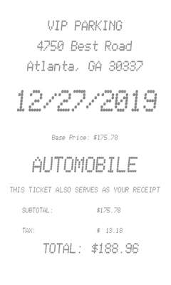 VIP Parking  Receipt