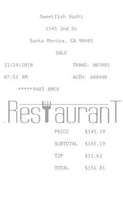 Meal Receipt